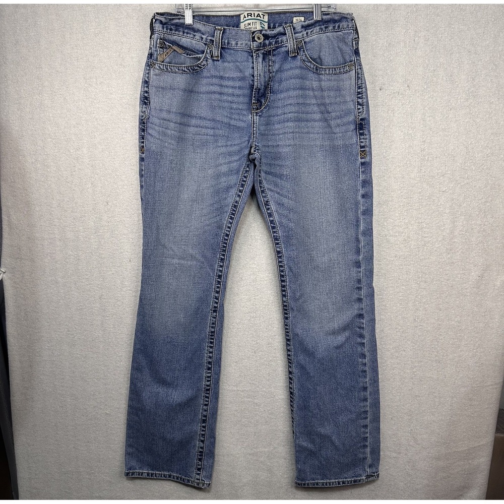 Ariat M7 Slim Fit Straight Leg Denim Jeans 35X34 Medium Wash Cowboy Work